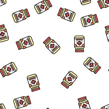 Maple butter bottle vector seamless pattern 스톡 일러스트