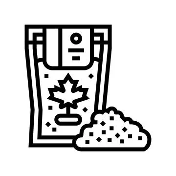 Maple flakes bag packaging line icon vector illustration Stock Illustration