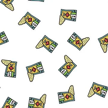 Maple flakes bag packaging vector seamless pattern Illustrazione stock