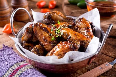 Maple Glazed Chicken Wings Stock Photos