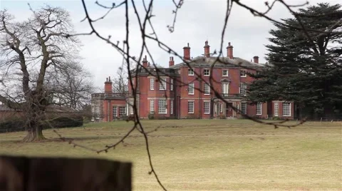 Maple Hayes Stately Home Across Fields - Historic English Country House Stock Footage 49697342