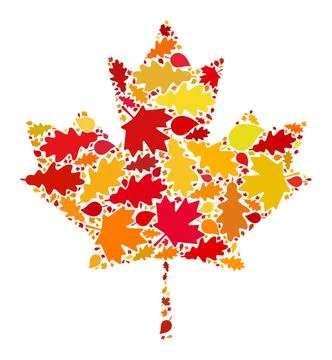 Maple Leaf Autumn Collage Icon with Fall Leaves 스톡 일러스트