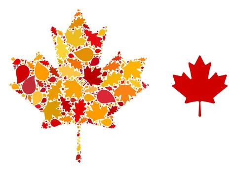 Maple Leaf Autumn Mosaic Icon with Fall Leaves Illustrazione stock