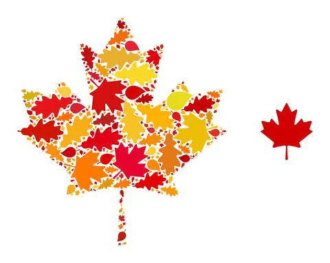 Maple Leaf Autumn Mosaic Icon with Fall Leaves 스톡 일러스트