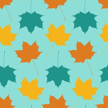 Maple leaf autumn seamless pattern yellow orange color Stockillustratie