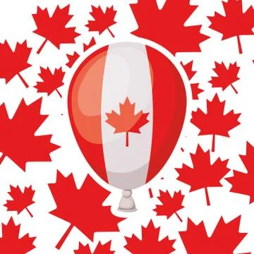 Maple leaf balloon and canada symbol design Stock Illustration