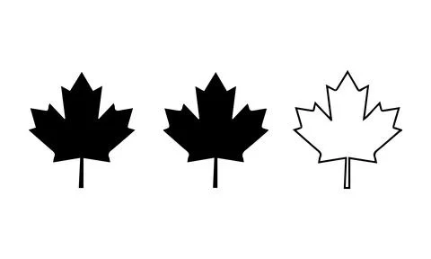 Maple leaf in black and white symbols Canada Illustrazione stock