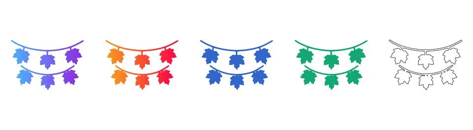 Maple leaf bunting icon set for autumn event decor Stock Illustration