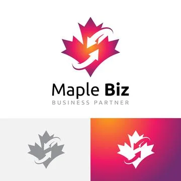 Maple Leaf Business Partner Solution Arrow Nature Logo Stock Illustration