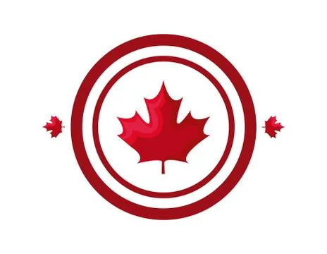 Maple leaf canada in shape circle Stock Illustration