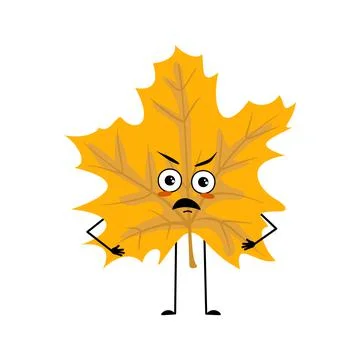 Maple leaf character with angry emotions Stock Illustration