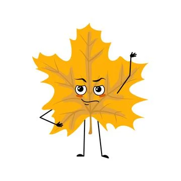 Maple leaf character with emotions of a hero Stock-Illustration