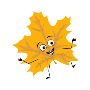 Maple leaf character with happy emotions Stock Illustration