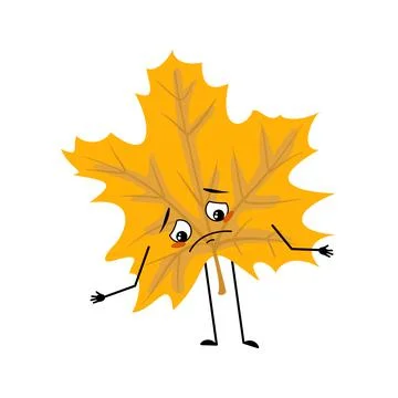 Maple leaf character with sad emotions Illustrazione stock