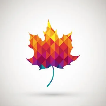 Maple leaf with colorful diamond Stock Illustration