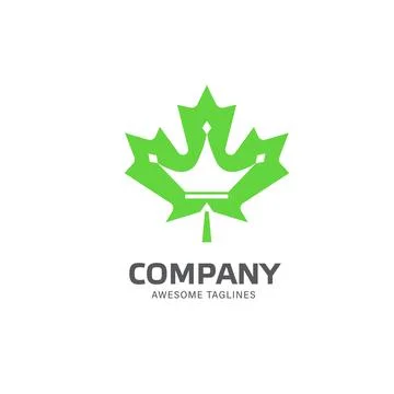 Maple leaf with crown logo vector Stock Illustration