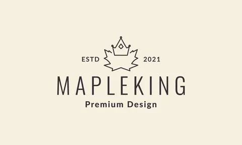 Maple leaf with crown vintage logo symbol vector icon illustration graphic .. Illustrazione stock