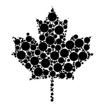 Maple leaf dotted vector design isolated on white background Stock Illustration