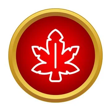 Maple leaf drawing in golden red icon Stock Illustration