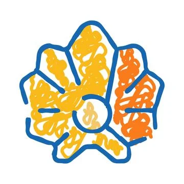 Maple leaf drawing outline with colorful scribble fill Stock Illustration