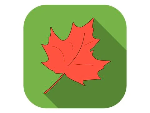 Maple leaf flat icon with long shadow. Autumn leaf. Vector illustration 스톡 일러스트
