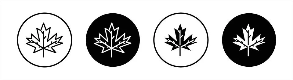 Maple leaf flat line icon set. Maple leaf Thin line illustration vector Stock Illustration