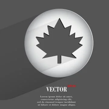 Maple Leaf. Flat modern web button with long shadow and space for your text イラスト素材