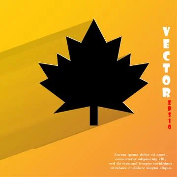 Maple Leaf. Flat modern web button with long shadow and space for your text イラスト素材