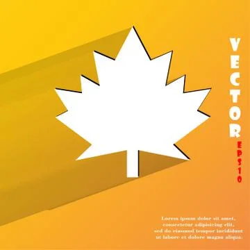 Maple Leaf. Flat modern web button with long shadow and space for your text イラスト素材