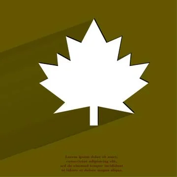 Maple Leaf. Flat modern web button with long shadow and space for your text イラスト素材