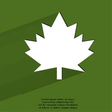 Maple Leaf. Flat modern web button with long shadow and space for your text Stock Illustration