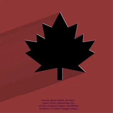 Maple Leaf. Flat modern web button with long shadow and space for your text イラスト素材