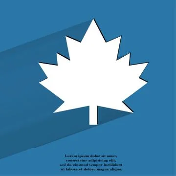 Maple Leaf. Flat modern web button with long shadow and space for your text イラスト素材