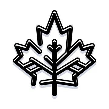 Maple leaf foliage symbol with black outline Stockillustratie