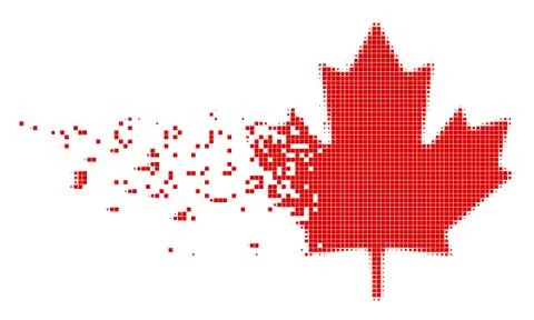 Maple Leaf Fractured Pixel Icon Stock Illustration