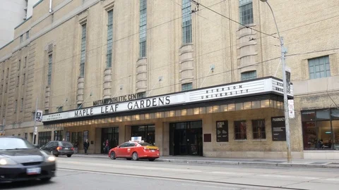 The maple leaf gardens was an ice hockey arena historic building in Canada Stock Footage