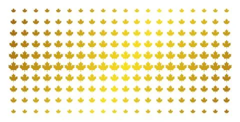 Maple Leaf Golden Halftone Pattern 库存插图