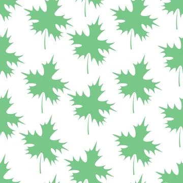 Maple leaf. Green part of the tree with veins. Seamless pattern. Flat style. Stock Illustration