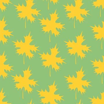 Maple leaf. Green part of the tree with veins. Seamless pattern. Flat style. Stock Illustration
