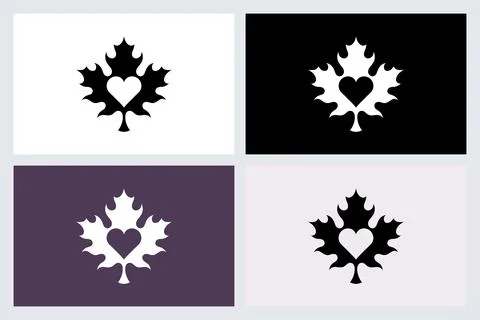 Maple Leaf Heart Icons Set Vector Illustration Ilustración de archivo