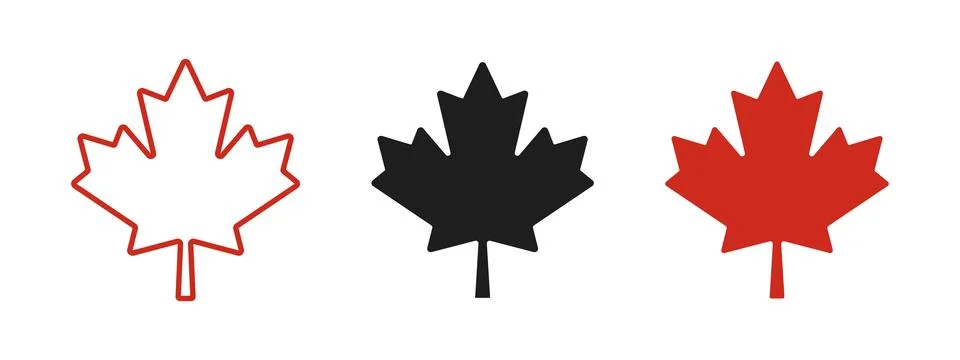 Maple leaf icon. Canada flag sign. Red maple leaves vector illustration. Na.. Stock Illustration