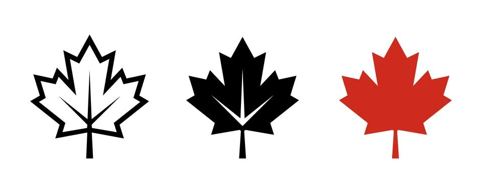 Maple leaf icon. Canada flag sign. Red maple leaves vector illustration. Na.. Stock Illustration