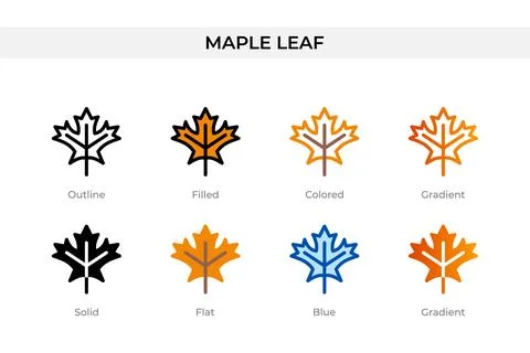 Maple leaf icon in different style. maple leaf vector icons designed in out.. Stock Illustration
