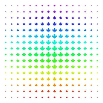 Maple Leaf Icon halftone Spectrum pattern Stock Illustration