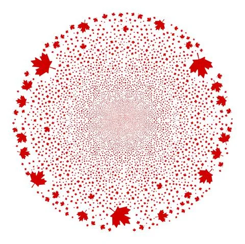 Maple Leaf Icon Mosaic Exploding Spheric Globula Stock Illustration