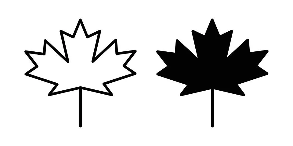 Maple leaf icon pack with silhouette and stroke web icons Stock Illustration