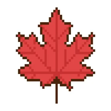 Maple leaf icon. Pixel art object in 8 bit style. Isolated vector illustratio イラスト素材
