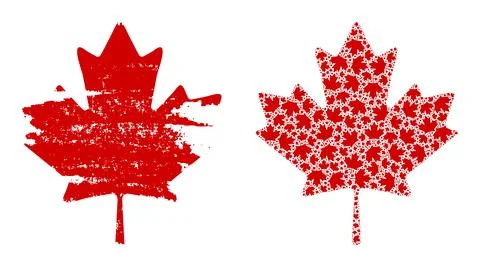 Maple Leaf Icon Recursive Mosaic and Grunge Textured Icon Stock Illustration
