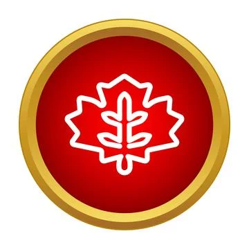 Maple leaf icon representing canada in a red circle 스톡 일러스트