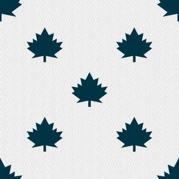Maple leaf icon. Seamless abstract background with geometric shapes. Vector Stock Illustration